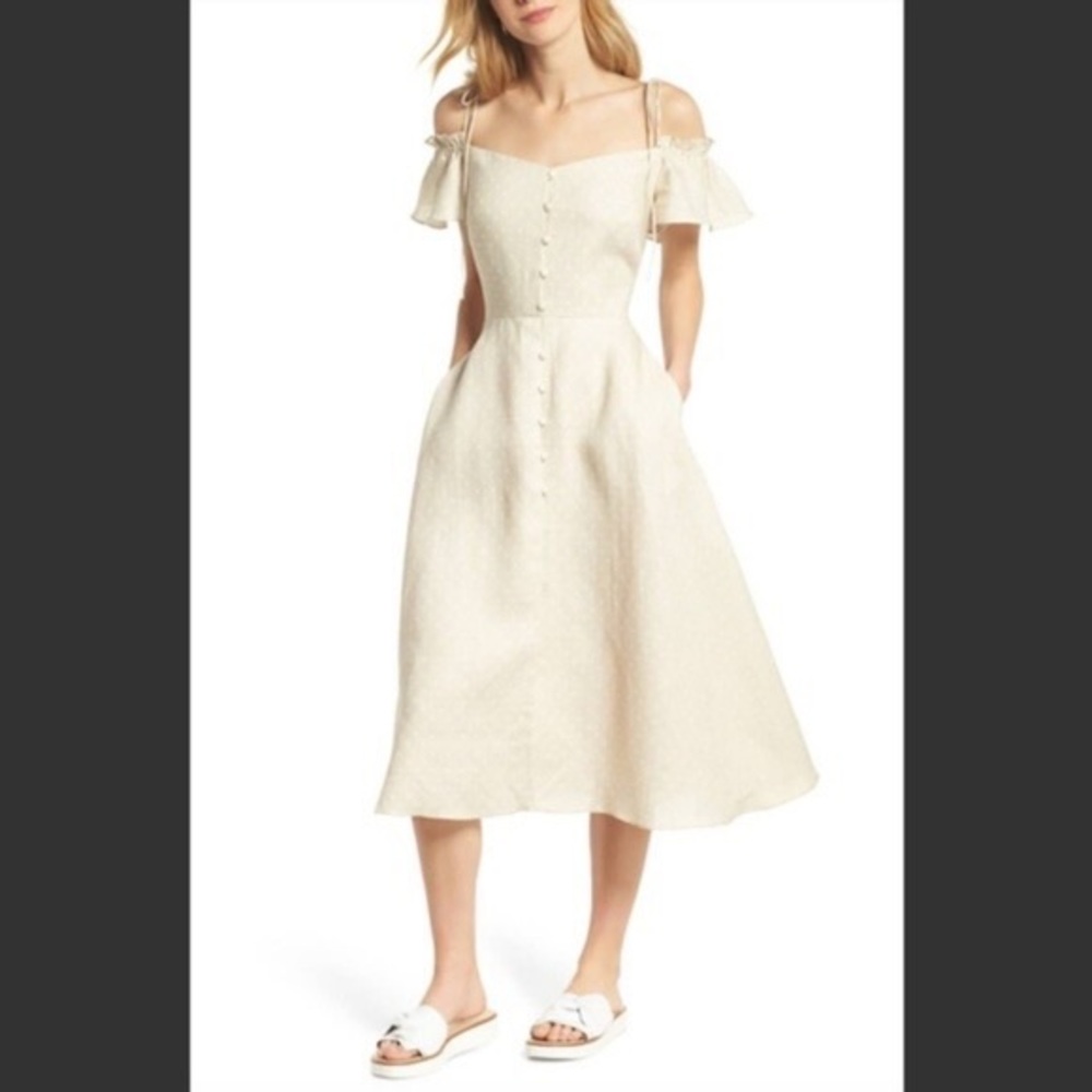 Colleen beige polka dot off-the-shoulder dress - Picture 8 of 8